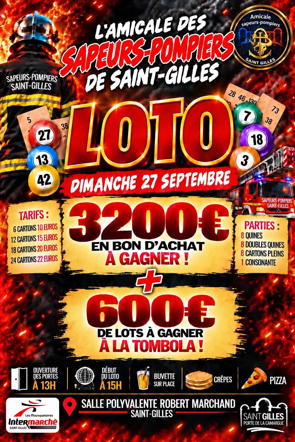 Loto de l’Amicale des sapeurs pompiers de Saint-Gilles